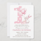 Schattigee Sweet Bunny Konijn Roze Stippen Een 1e Kaart (Voorkant)