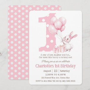 Schattigee Sweet Bunny Konijn Roze Stippen Een 1e  Kaart