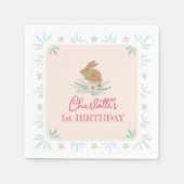 Schattigee Sweet Bunny Rabbit Animal 1e Verjaardag Servet (Voorkant)