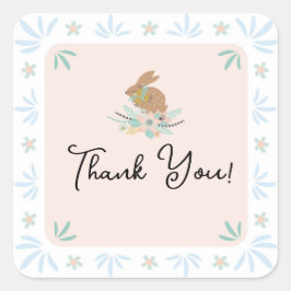 Schattigee Sweet Bunny Rabbit Animal 1e Verjaardag Vierkante Sticker