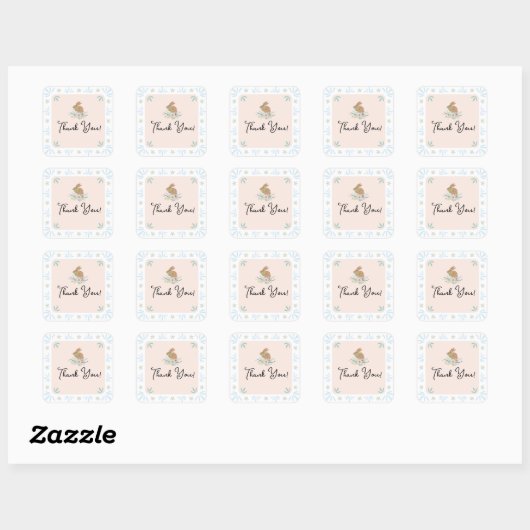 Schattigee Sweet Bunny Rabbit Animal 1e Verjaardag Vierkante Sticker (Vel)