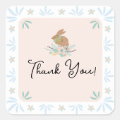 Schattigee Sweet Bunny Rabbit Animal 1e Verjaardag Vierkante Sticker (Voorkant)