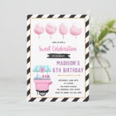 Schattigee Sweet Cotton snoep feestuitnodiging Kaart (Staand voorkant)