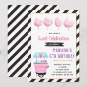 Schattigee Sweet Cotton snoep feestuitnodiging Kaart (Voorkant / Achterkant)