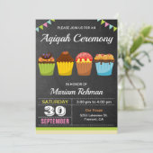 Schattigee Sweet Cupcake Aqeeqah | Aqiqah Ceremony Kaart (Staand voorkant)