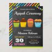 Schattigee Sweet Cupcake Aqeeqah | Aqiqah Ceremony Kaart (Voorkant / Achterkant)