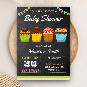 Schattigee Sweet Cupcake Baby shower Invitation Kaart