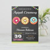Schattigee Sweet Donut Aqeeqah | Aqiqah Ceremony Kaart (Staand voorkant)
