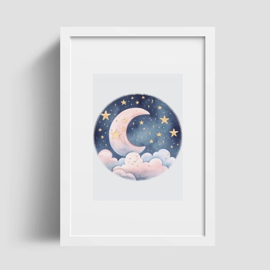 Schattigee Sweet Dreams Moon Stars Clouds Kinderka Poster