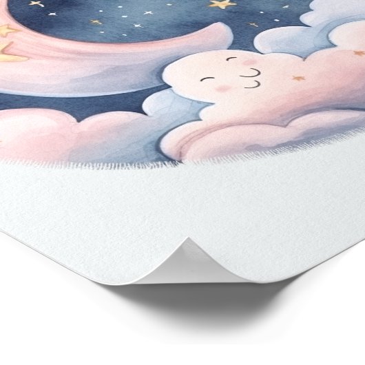 Schattigee Sweet Dreams Moon Stars Clouds Kinderka Poster (Hoek)