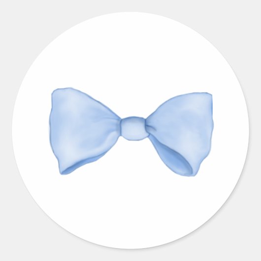 Schattigee Sweet Eenvoudige Baby Blauwe Boog Ronde Sticker (Voorkant)