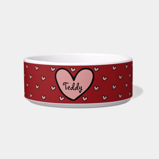 Schattigee Sweet Heart Pattern Pet Supplies Voedin Voerbakje (Voorkant)