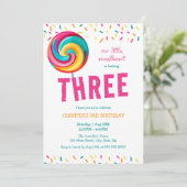 Schattigee Sweet Lollipop Snoep 3e verjaardag Kaart (Staand voorkant)