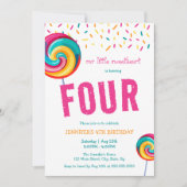 Schattigee Sweet Lollipop Snoep 4e verjaardag Kaart (Voorkant)