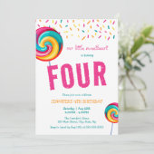 Schattigee Sweet Lollipop Snoep 4e verjaardag Kaart (Staand voorkant)