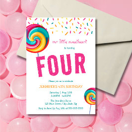 Schattigee Sweet Lollipop Snoep 4e verjaardag Kaart