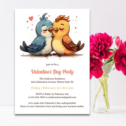 Schattigee Sweet Lovebirds Valentijnsdag Party Kaart