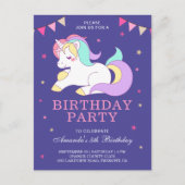 Schattigee Sweet Magical Unicorn Verjaardagsfeest Uitnodiging Briefkaart (Voorkant)