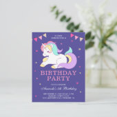 Schattigee Sweet Magical Unicorn Verjaardagsfeest Uitnodiging Briefkaart (Staand voorkant)