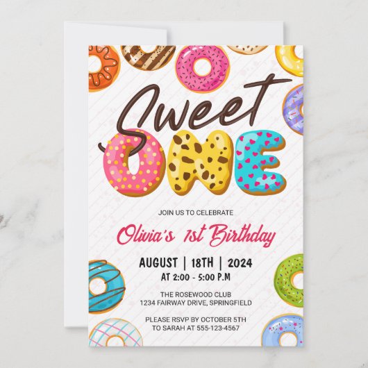 Schattigee Sweet One Donut 1e verjaardag Kaart (Voorkant)