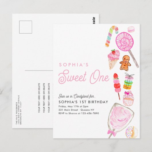 Schattigee SWEET ONE Snoep Kinder Candyland 1e Ver Briefkaart (Voorkant / Achterkant)