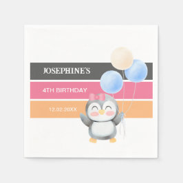 Schattigee Sweet Penguin Balloon Girl Verjaardag Servet