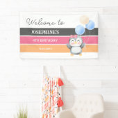 Schattigee Sweet Penguin Balloon Girl Verjaardag W Spandoek (Insitu)