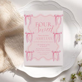 Schattigee Sweet Pink Bow 4e verjaardagsfeestje Kaart