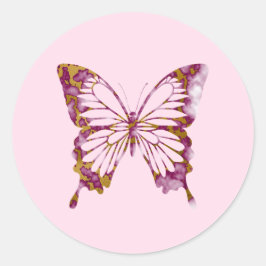 Schattigee Sweet Pink en Gold Marble Butterfly Ronde Sticker