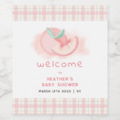 Schattigee Sweet Pink Gingham Peach Baby shower We Wijn Etiket (Enkel label)