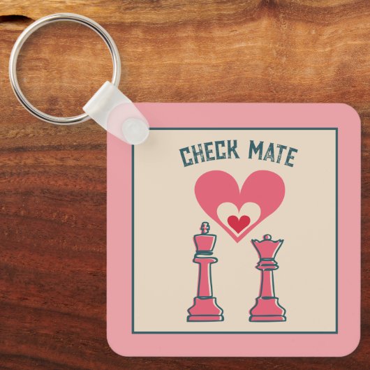 Schattigee Sweet Retro Funny Checkmate Valentijn C Sleutelhanger (Voorkant)