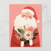 Schattigee Sweet Santa Claus Feestelijke Bloemenke Briefkaart (Voorkant)