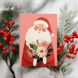 Schattigee Sweet Santa Claus Feestelijke Bloemenke Briefkaart