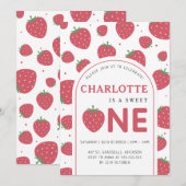 Schattigee Sweet Strawberry 1e verjaardagsfeestje Kaart (Voorkant / Achterkant)