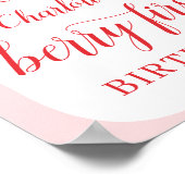 Schattigee Sweet Strawberry 1st Verjaardag Welkom Poster (Hoek)