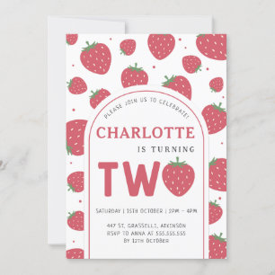 Schattigee Sweet Strawberry 2e verjaardagsfeestje Kaart