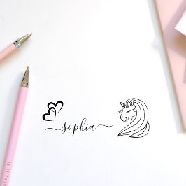 Schattigee Sweet Unicorn Aangepaste Naam Meisjes S Zelfinktende Stempel