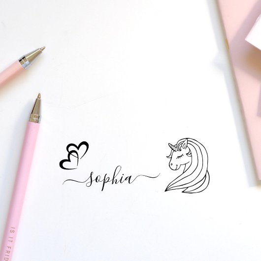 Schattigee Sweet Unicorn Aangepaste Naam Meisjes S Zelfinktende Stempel