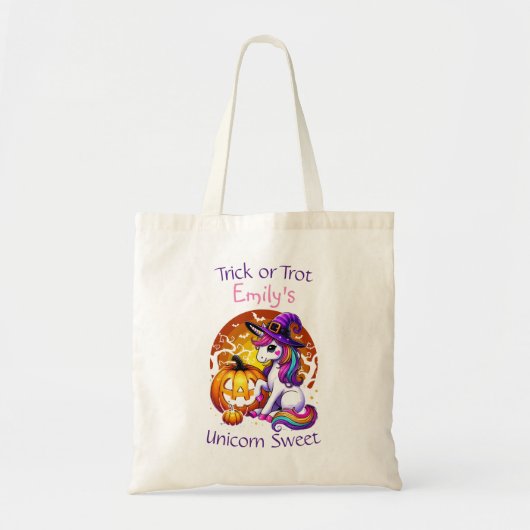 Schattigee Sweet Unicorn Halloween gepersonaliseer Tote Bag (Voorkant)