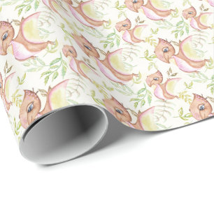 *~* Schattigee Sweet Whimsical Flying Dragon Dinos Cadeaupapier