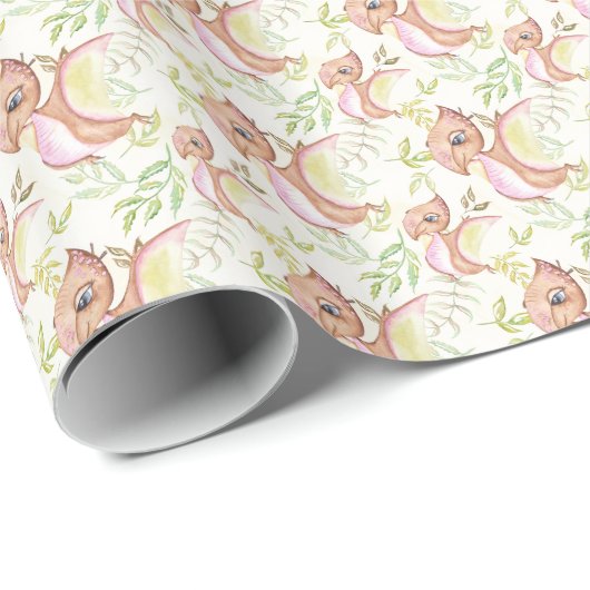 *~* Schattigee Sweet Whimsical Flying Dragon Dinos Cadeaupapier (Rol Hoek)