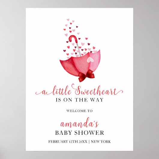 Schattigee Sweetheart Paraplu Bow Baby shower Welk Poster (Voorkant)