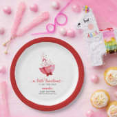 Schattigee Sweetheart Umbrella Bow Baby shower Papieren Bordje (Feest)