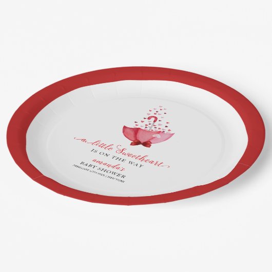 Schattigee Sweetheart Umbrella Bow Baby shower Papieren Bordje (Gekanteld)