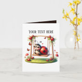 Schattigee swingende winkelwagen lieveheersbeestje kaart (Gele Bloem)