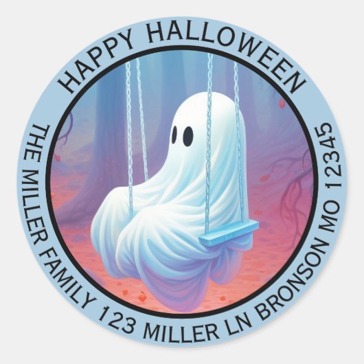 Schattigee Swinging Ghost Envelope Seal Ronde Sticker (Voorkant)