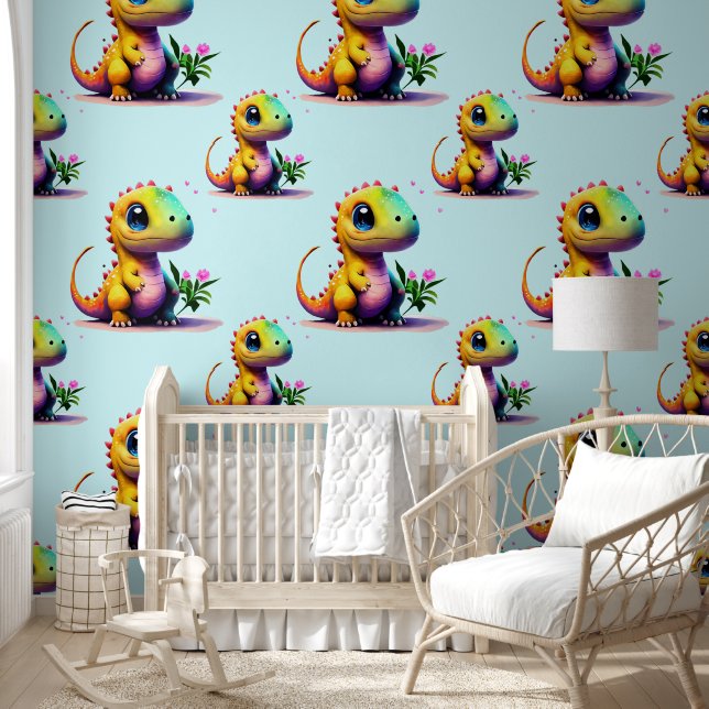 Schattigee T-Rex Baby-dinosaurus Behang (Kinderen)