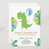 Schattigee T-Rex Boy Eerste Verjaardag Dinosaurus Kaart (Voorkant / Achterkant)