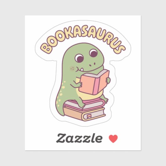 Schattigee T-rex dinosaurus die een boek leest Boo Sticker (Vel)
