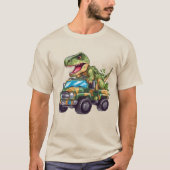 Schattigee T-Rex Dinosaurus in Camo Pickup Truck C T-shirt (Voorkant)